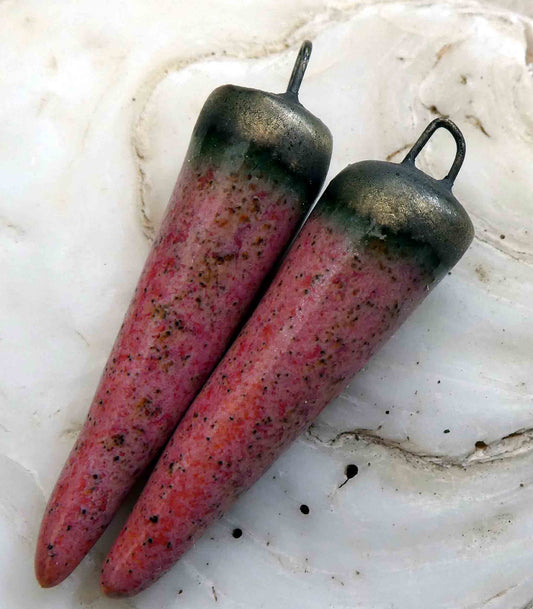 Ceramic Spikes Earring Charms - Rose Quartz