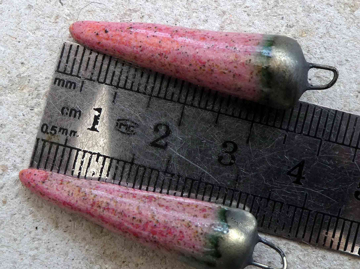 Ceramic Spikes Earring Charms - Rose Quartz