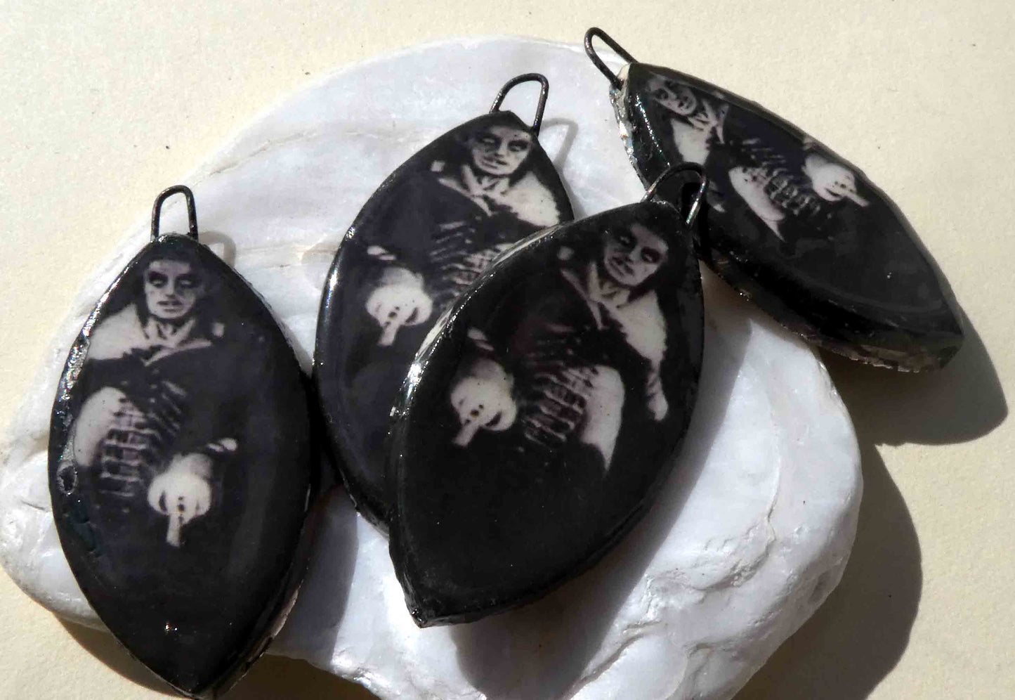 Ceramic Spooky Decal Earring Charms - Nosferatu #2