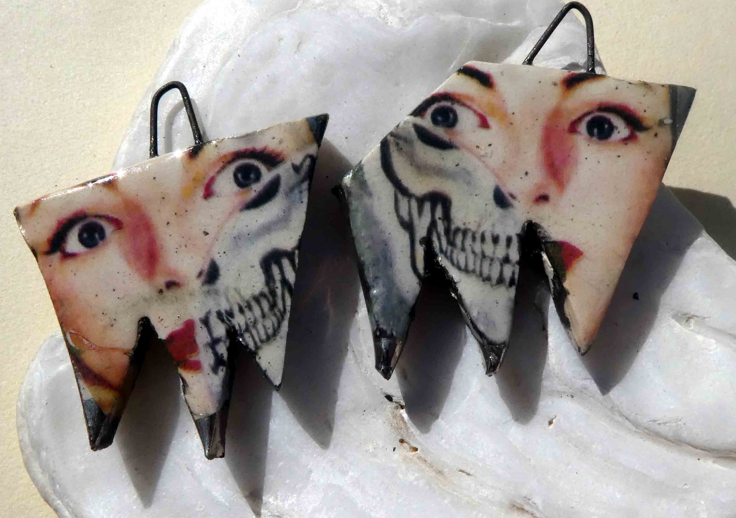 Ceramic Terror Decal Earring Charms#1