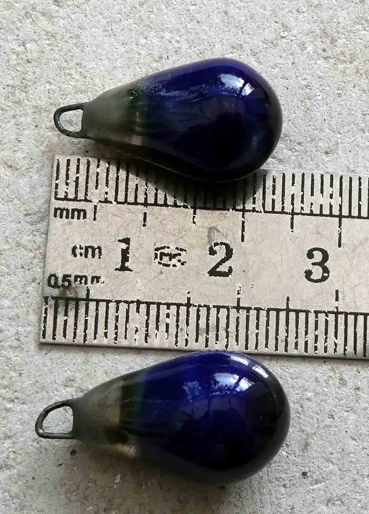 Ceramic Drops Earring Charms -Mirror Blue