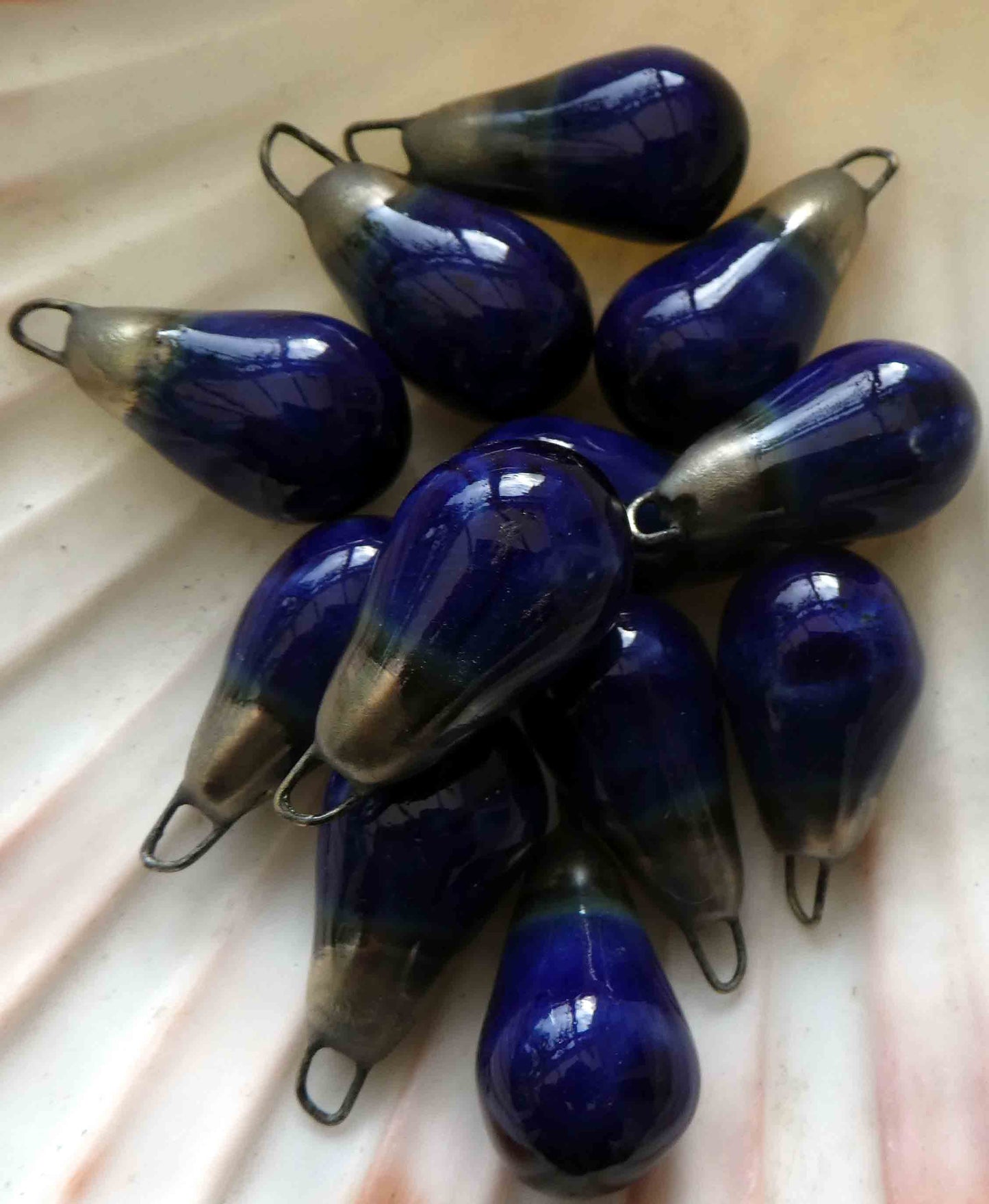 Ceramic Drops Earring Charms -Mirror Blue