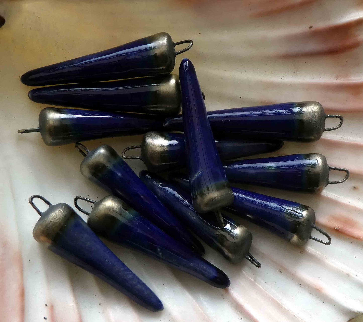Ceramic Spikes Earring Charms -Mirror Blue