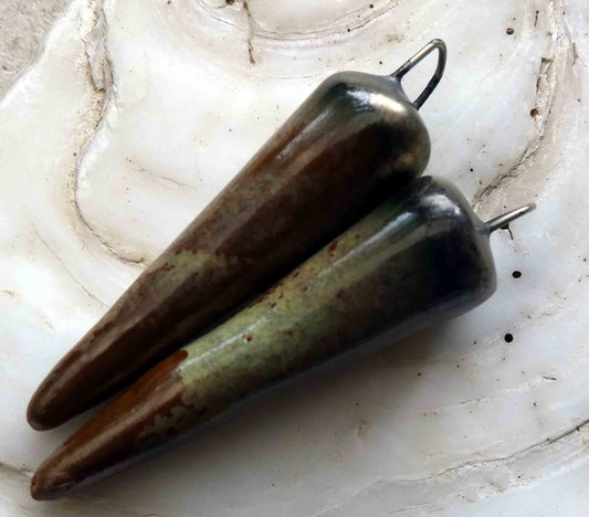 Ceramic Spikes Earring Charms -Muddy Waters