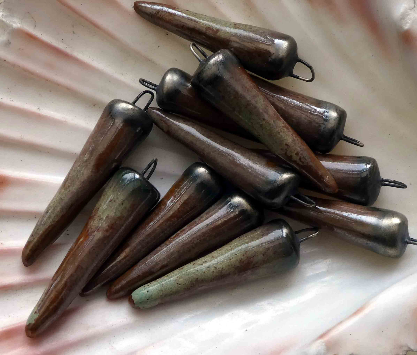 Ceramic Spikes Earring Charms -Muddy Waters