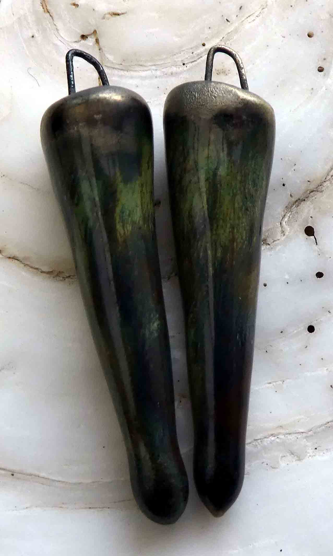 Ceramic Spikes Earring Charms -Malachite