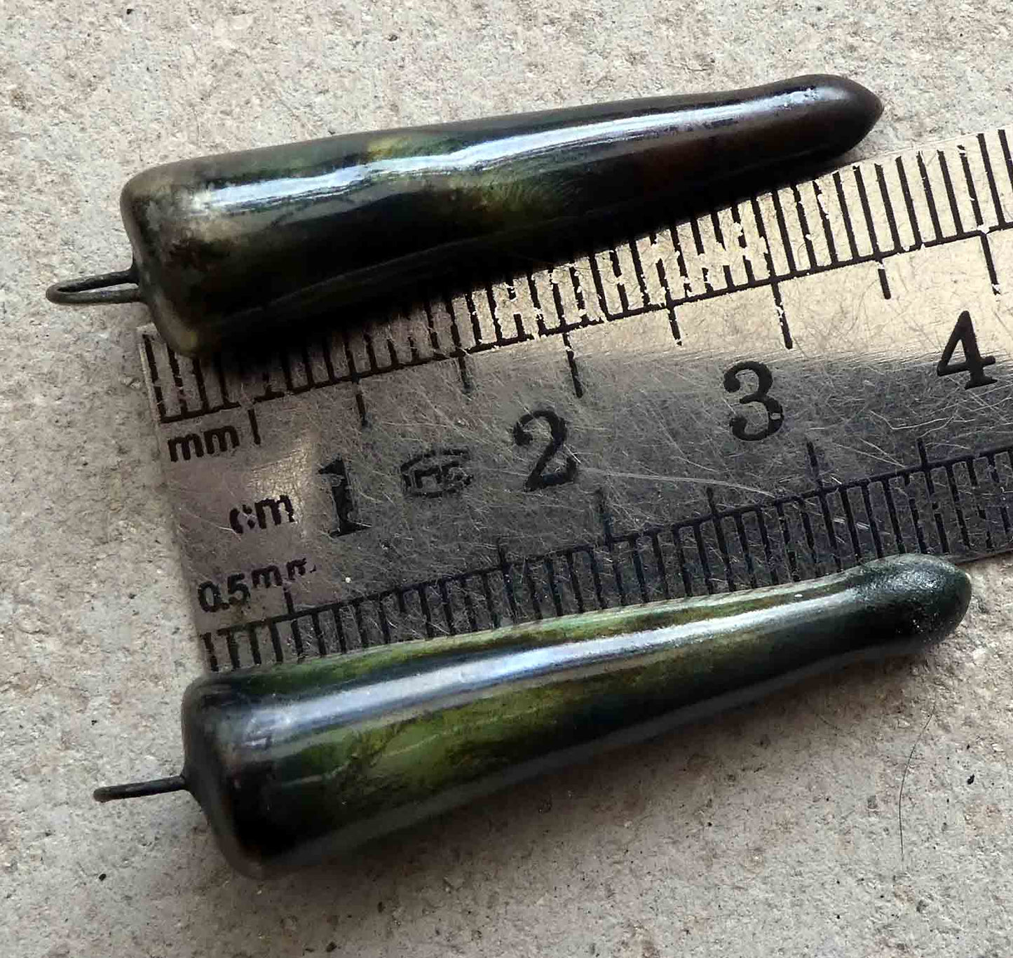 Ceramic Spikes Earring Charms -Malachite