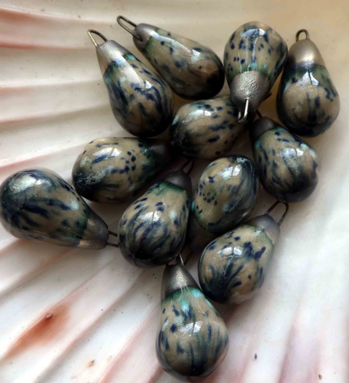 Ceramic Drops Earring Charms -Cosmic Black