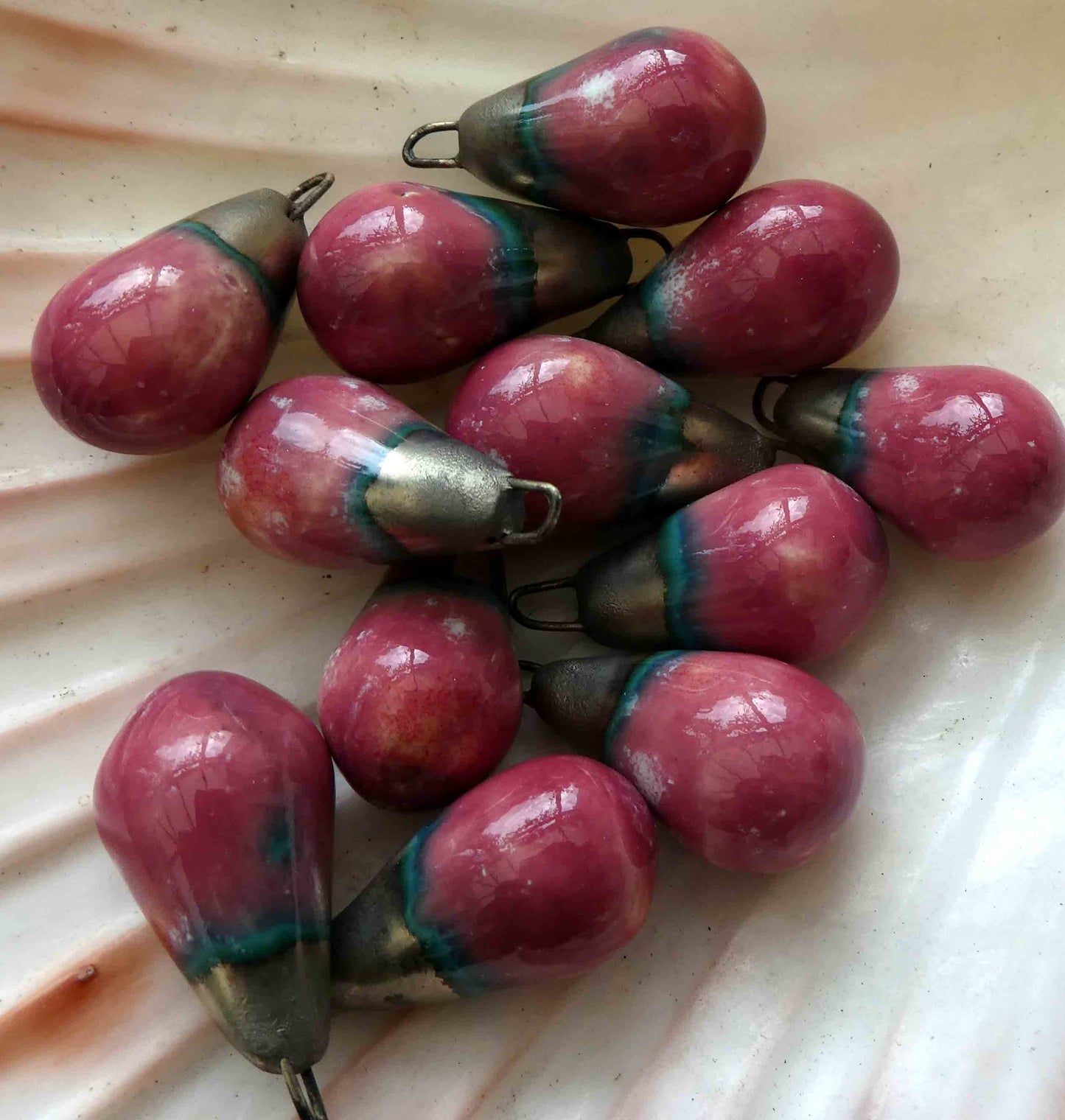 Ceramic Drops Earring Charms -Peppermint Twist