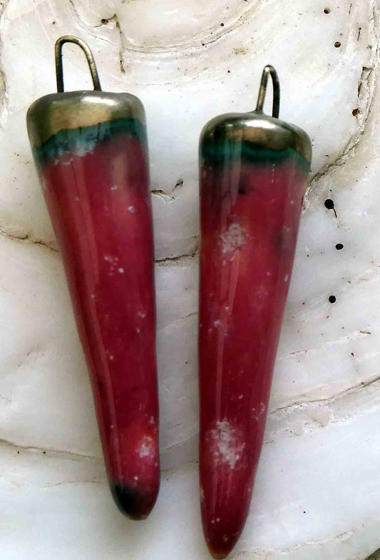 Ceramic Spikes Earring Charms -Peppermint Twist