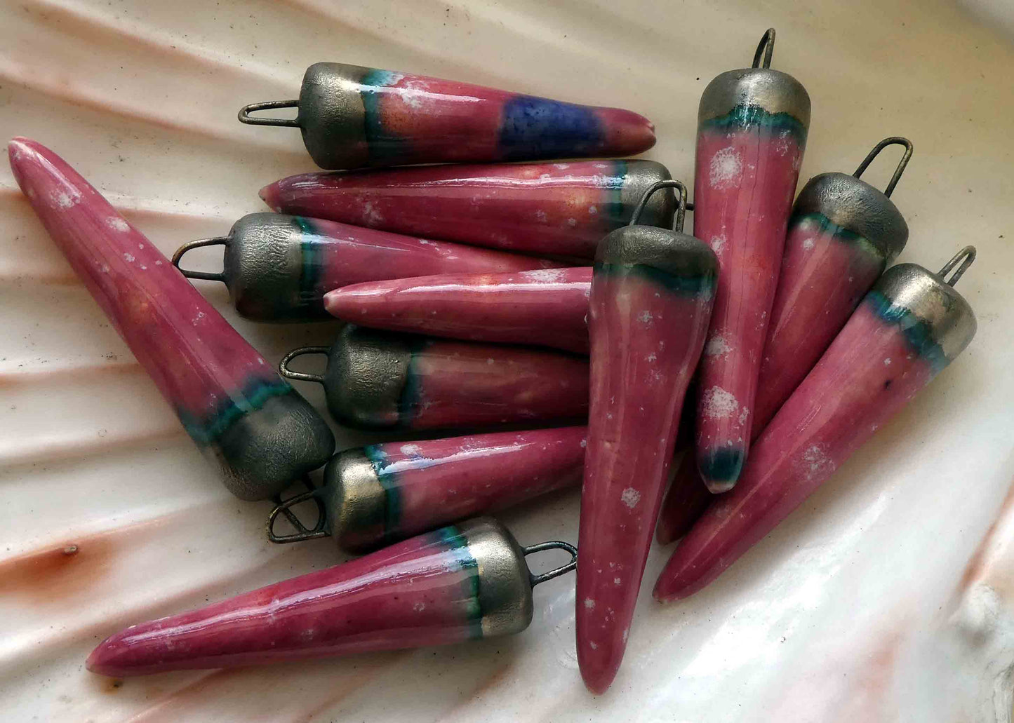 Ceramic Spikes Earring Charms -Peppermint Twist