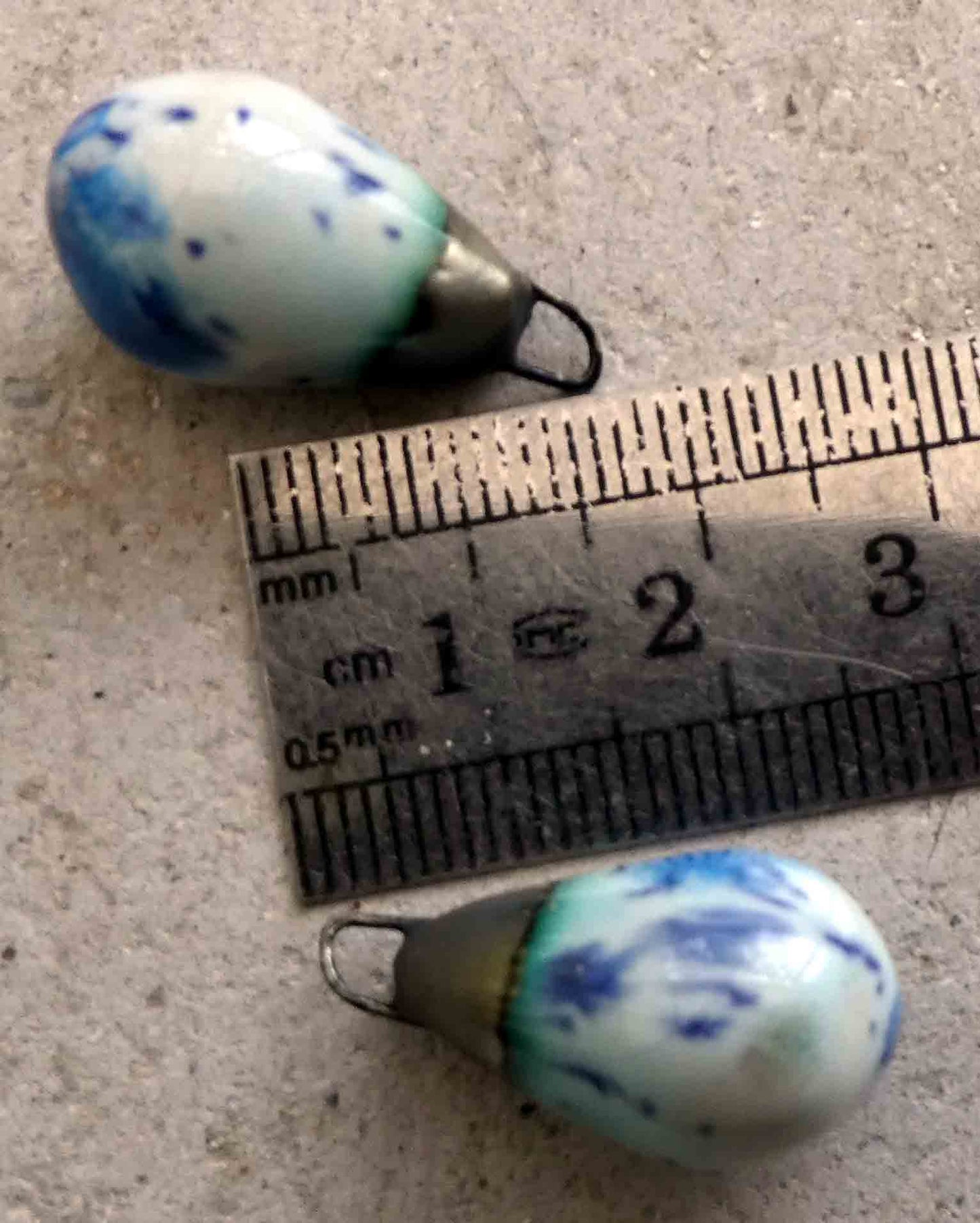 Ceramic Drops Earring Charms -Peacock Eyes