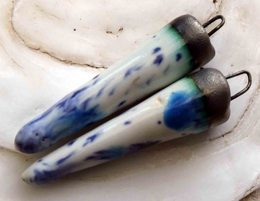 Ceramic Spikes Earring Charms -Peacock Eyes