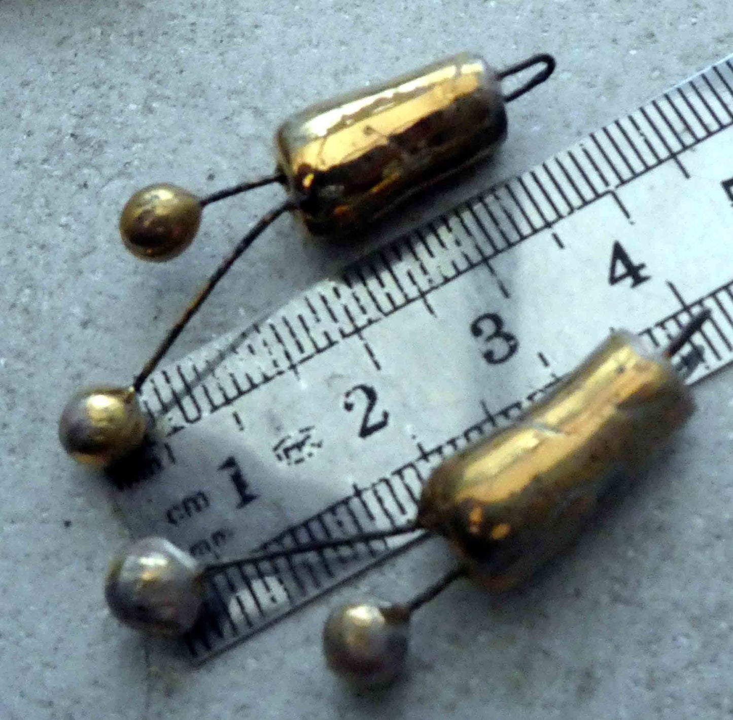 Ceramic Tube and Bobbles Earring Charms- Patchy Gold Lustre