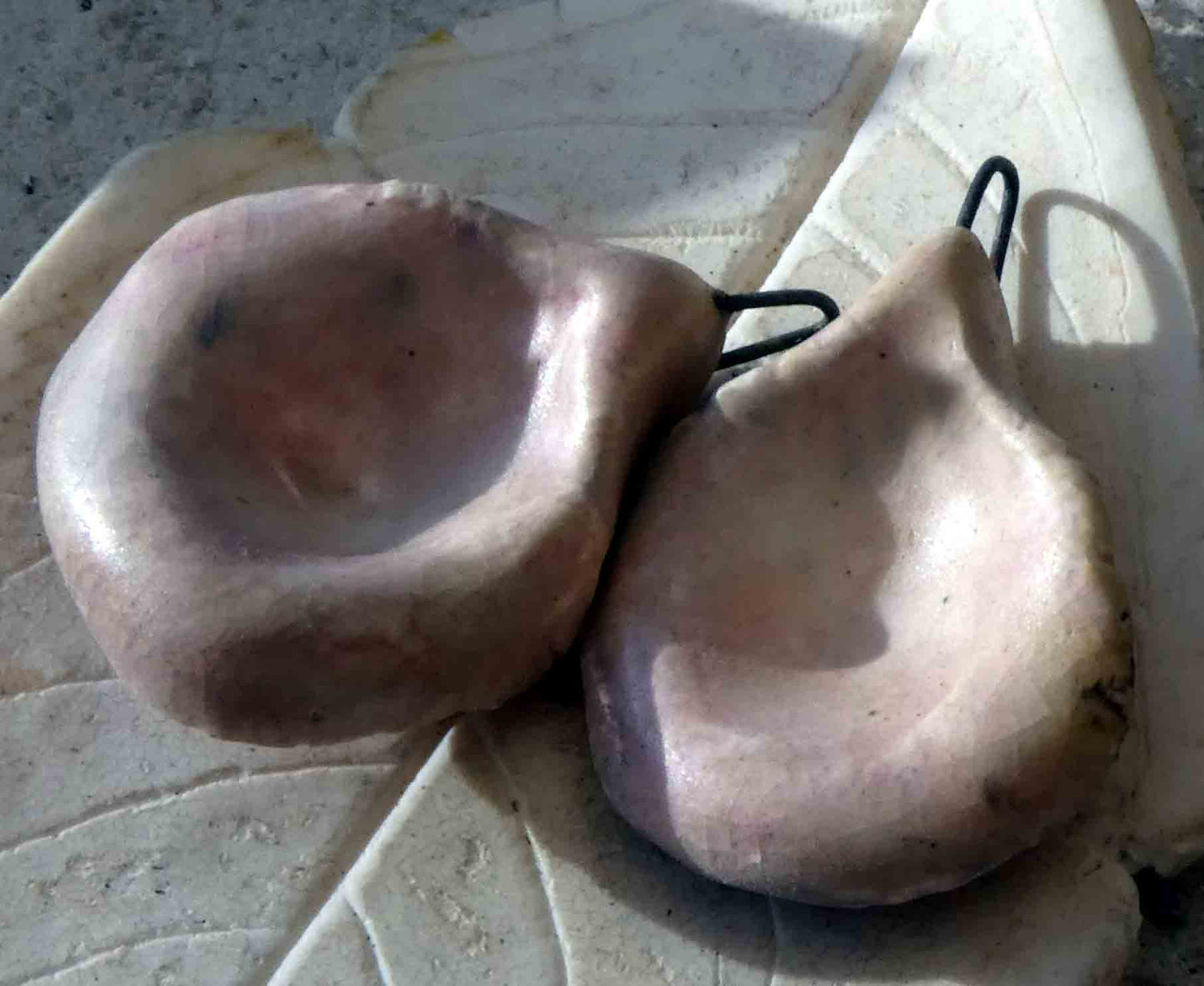 Ceramic Rose Petal Earring Charms-Orchid and Mother of Pearl Lustre