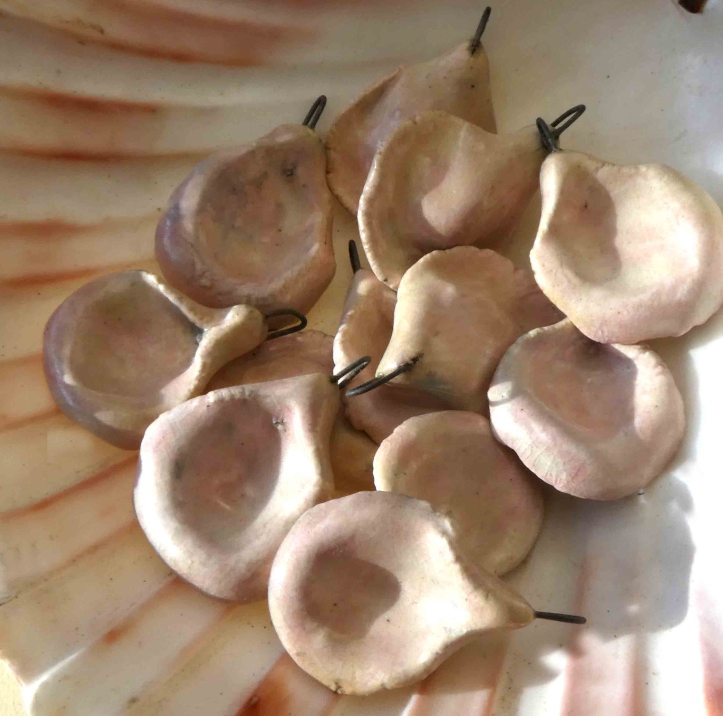 Ceramic Rose Petal Earring Charms-Orchid and Mother of Pearl Lustre