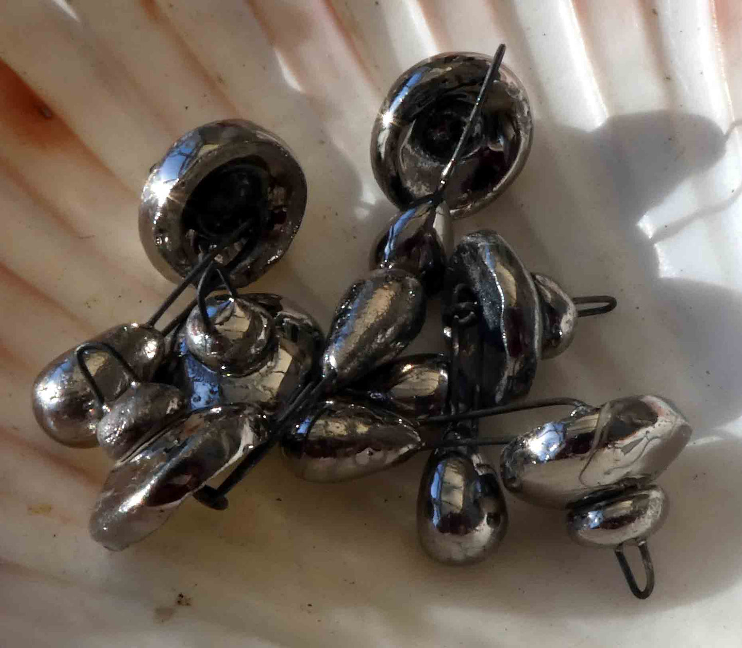 Ceramic Caps and Drops Earring Dangles -  Platinum