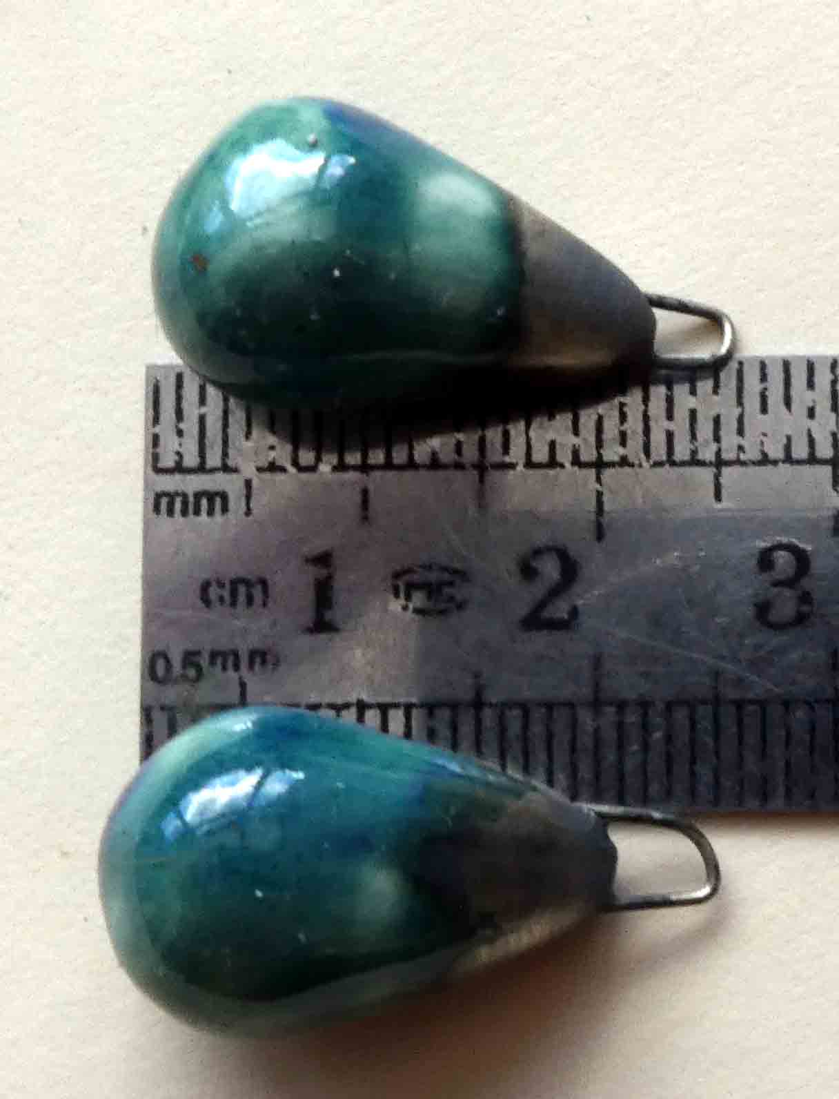 Ceramic Drops Earring Charms -Royal Turquoise