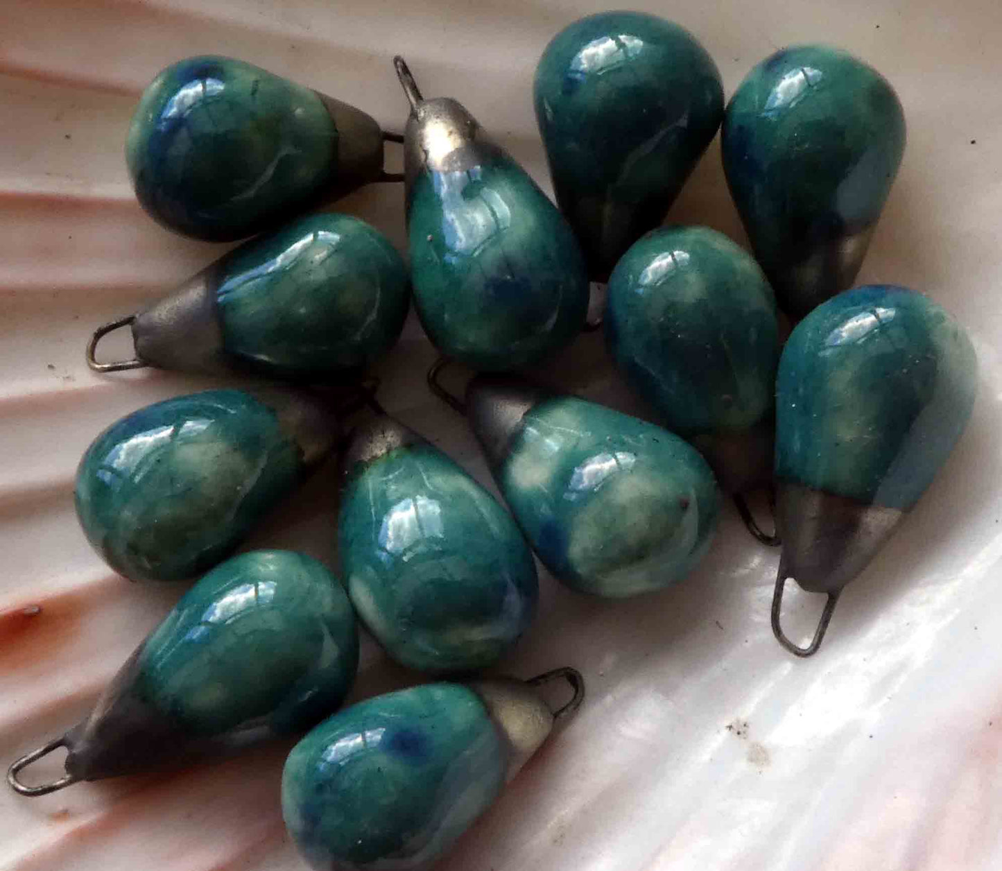Ceramic Drops Earring Charms -Royal Turquoise
