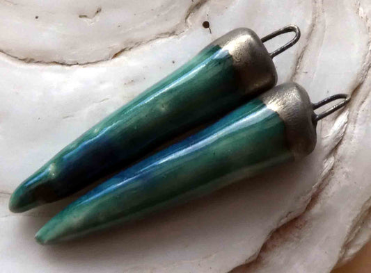 Ceramic Spikes Earring Charms -Royal Turquoise