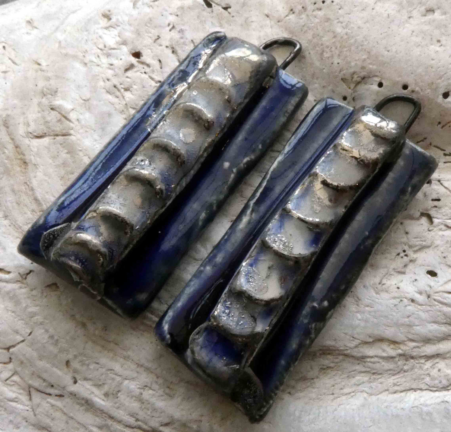 Lustred Tablet Earring Charms - Mirror Blue