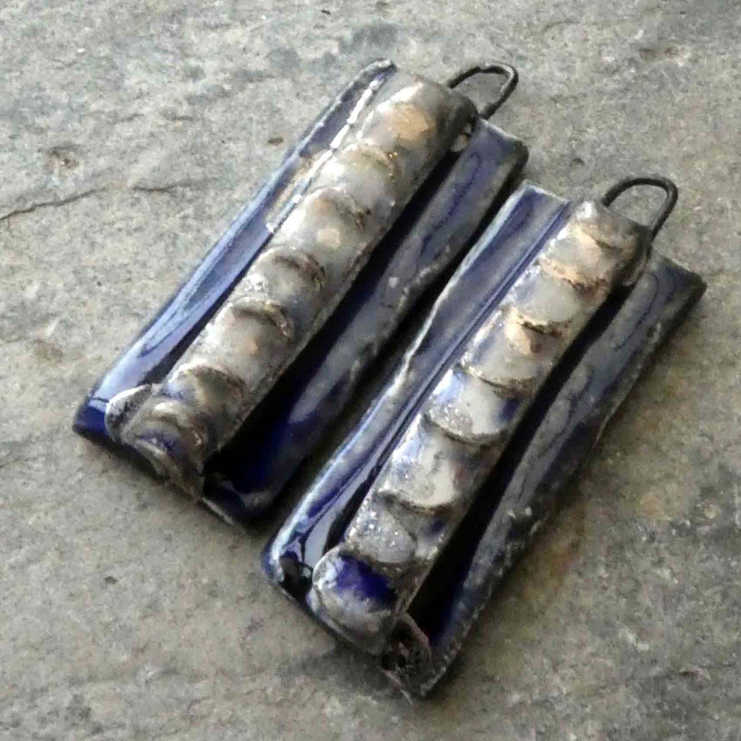 Lustred Tablet Earring Charms - Mirror Blue