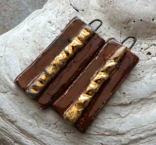 Lustred Tablet Earring Charms - Gold Aventurine