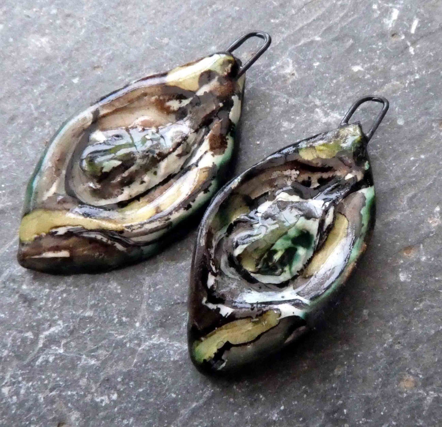 Ceramic Organic Woody Drops Earring Charms #5