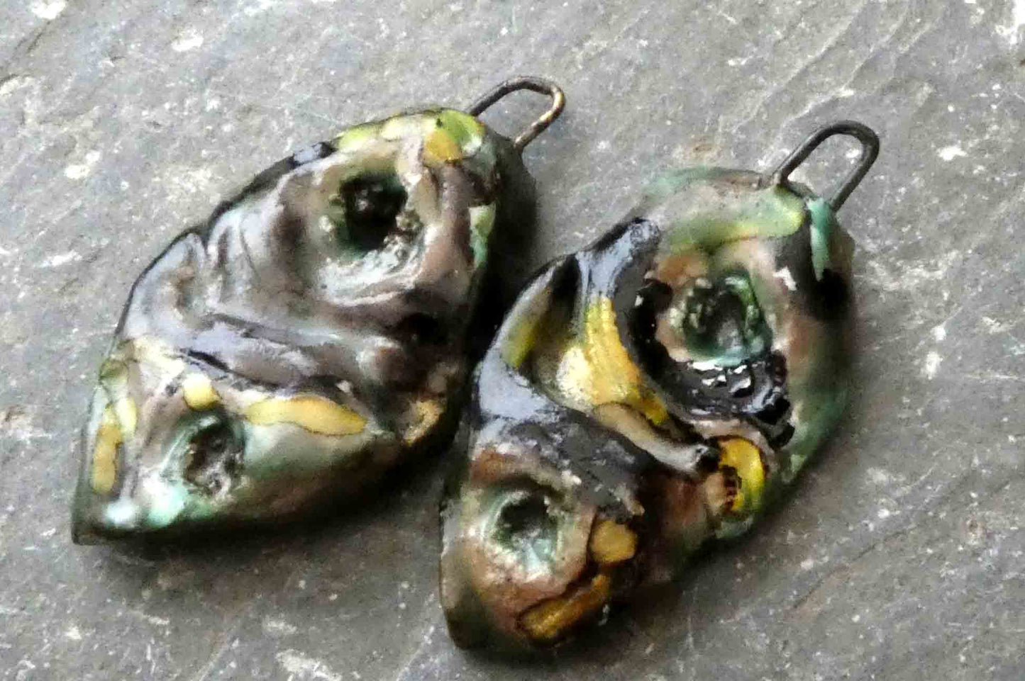 Ceramic Organic Woody Drops Earring Charms #6