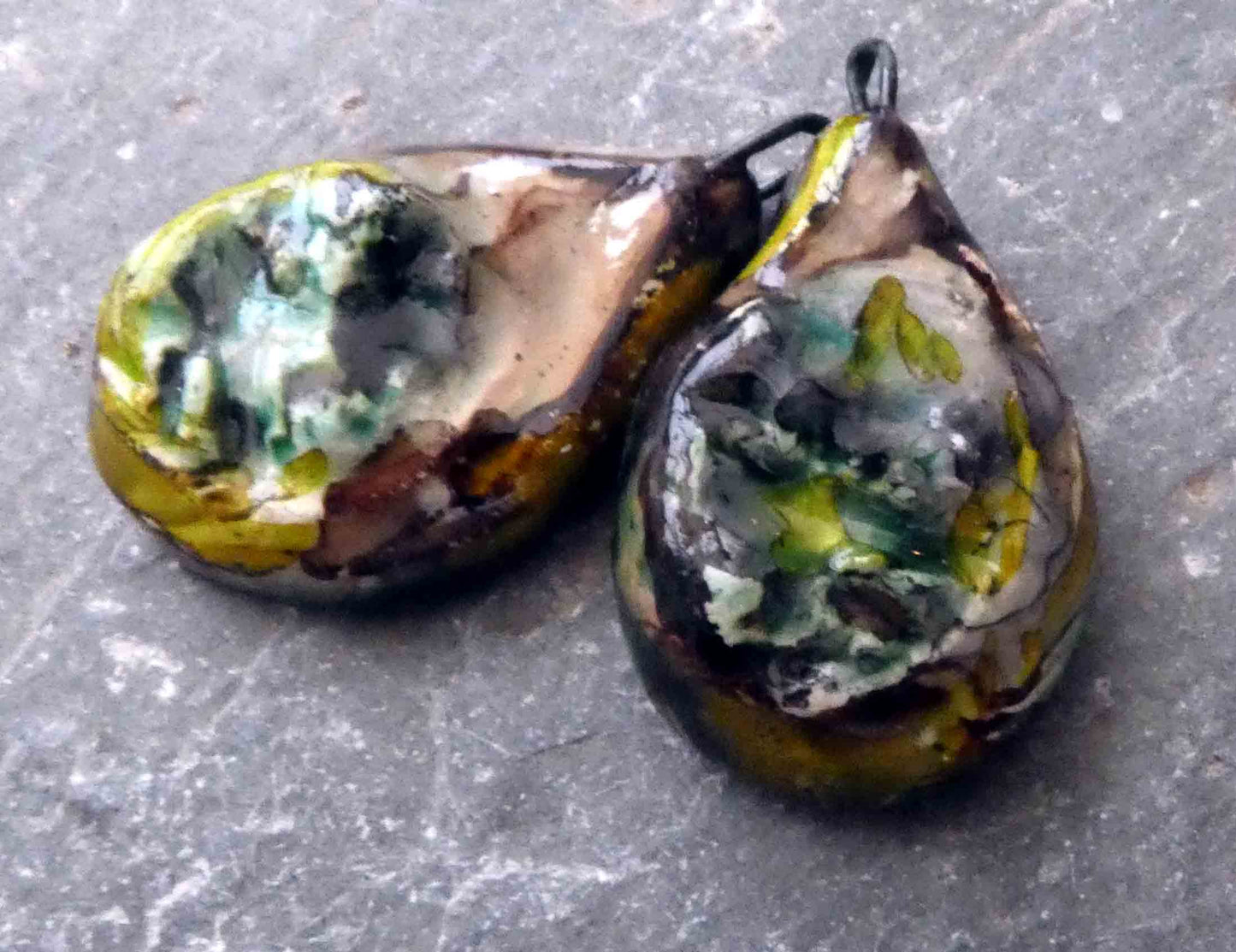 Ceramic Organic Woody Drops Earring Charms #7