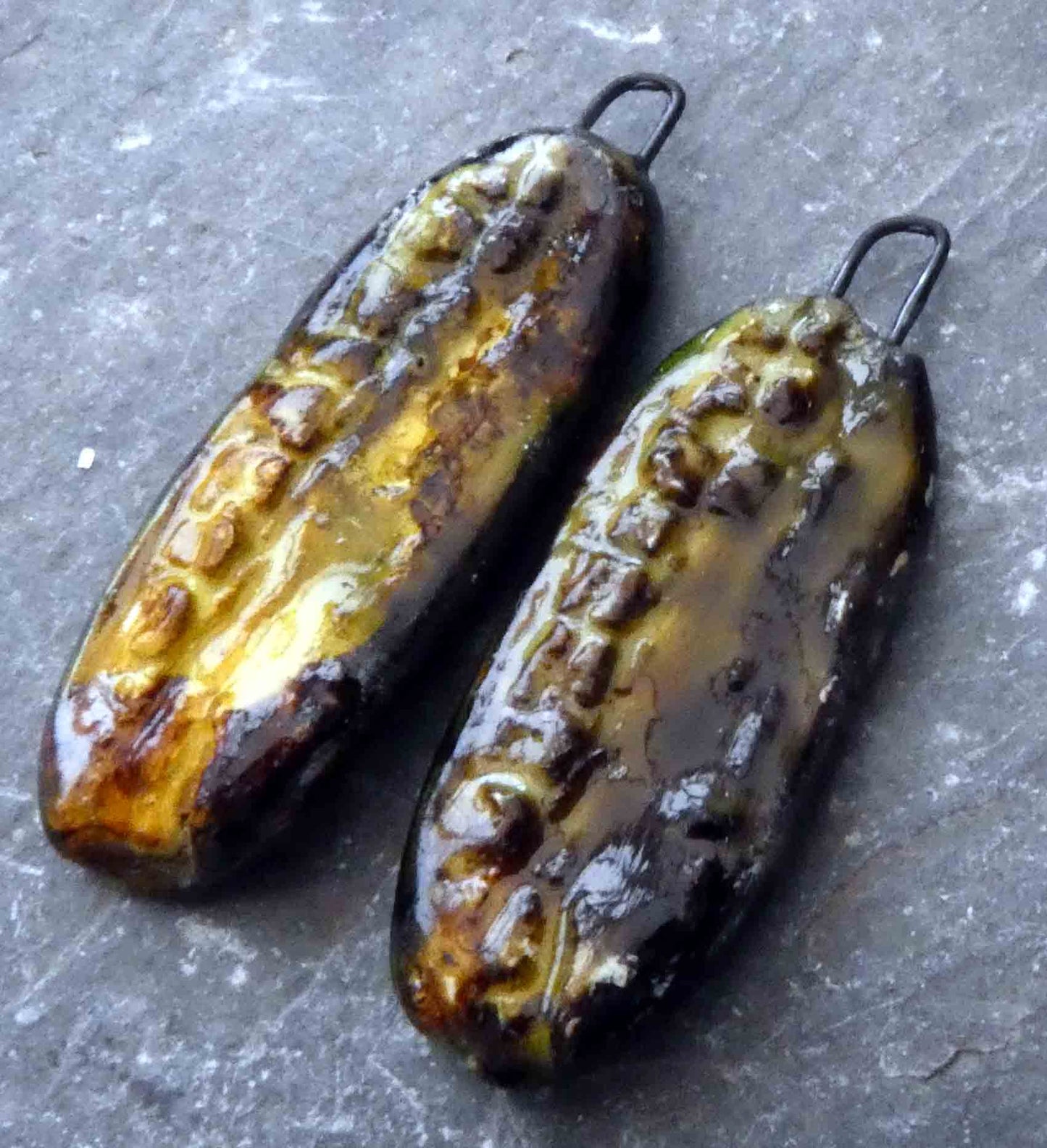 Ceramic Organic Woody Drops Earring Charms #9