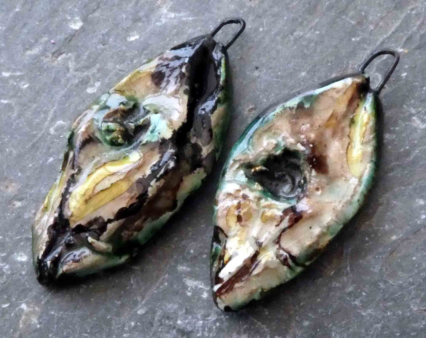 Ceramic Organic Woody Drops Earring Charms #12