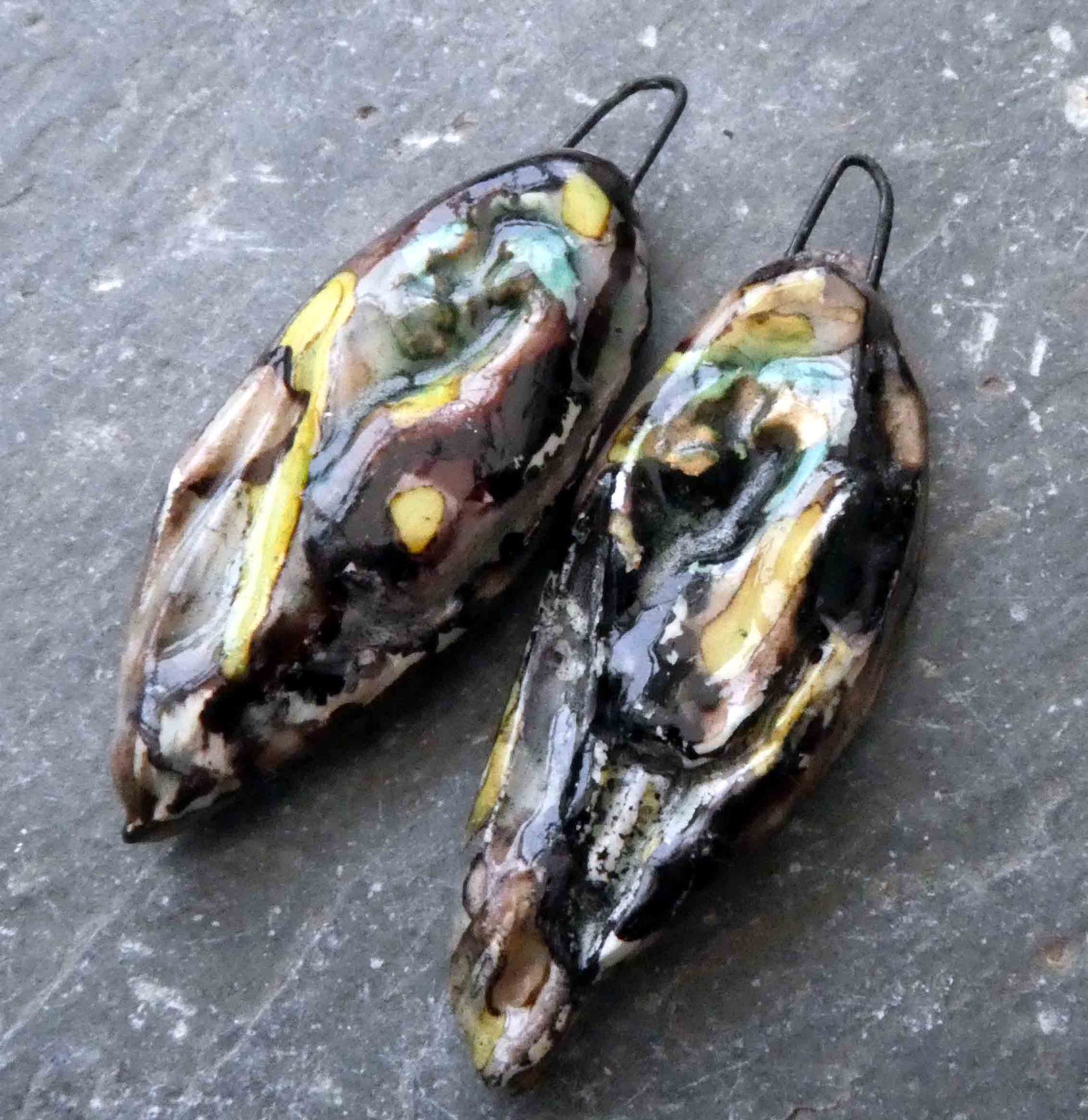 Ceramic Organic Woody Drops Earring Charms #14