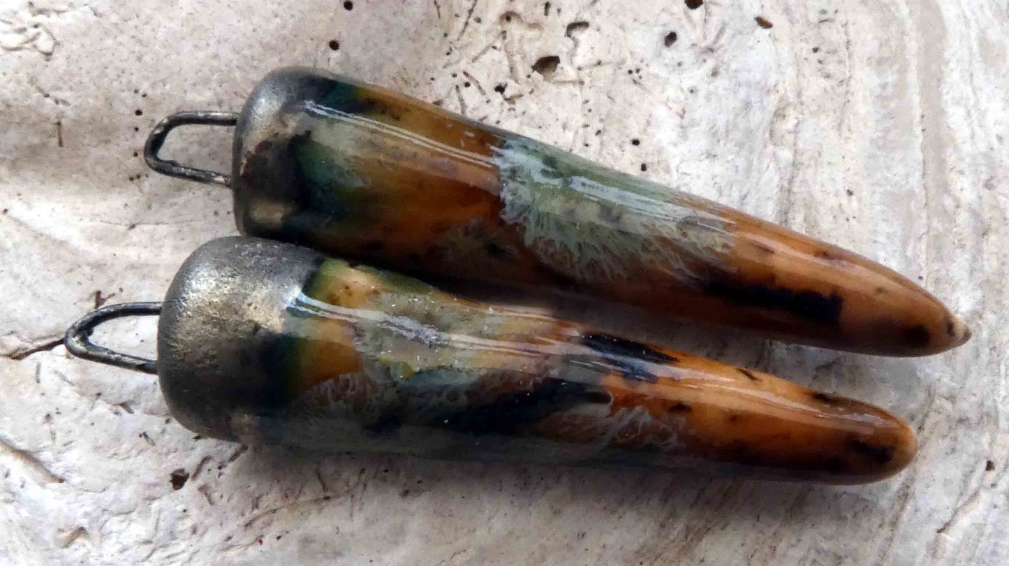 Ceramic Spikes Earring Charms - Oriental Caramel