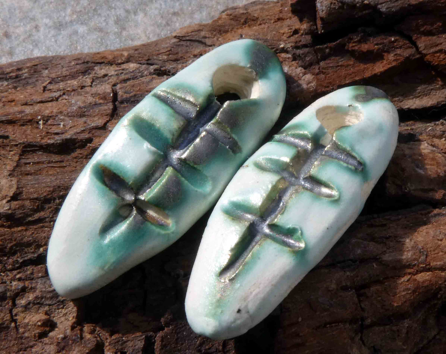 Ceramic Etched Baton Earring Charms #1