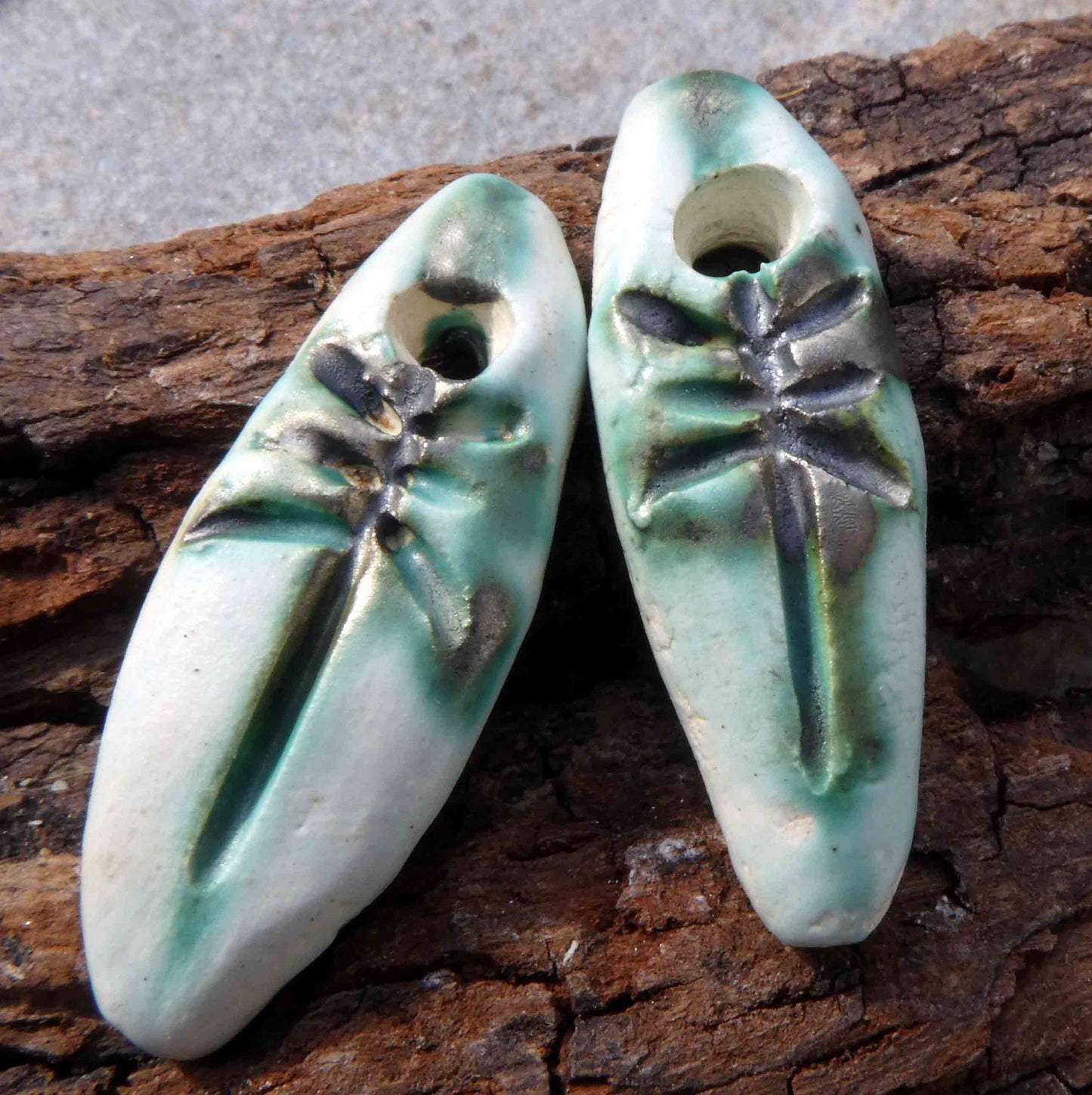 Ceramic Etched Baton Earring Charms #5