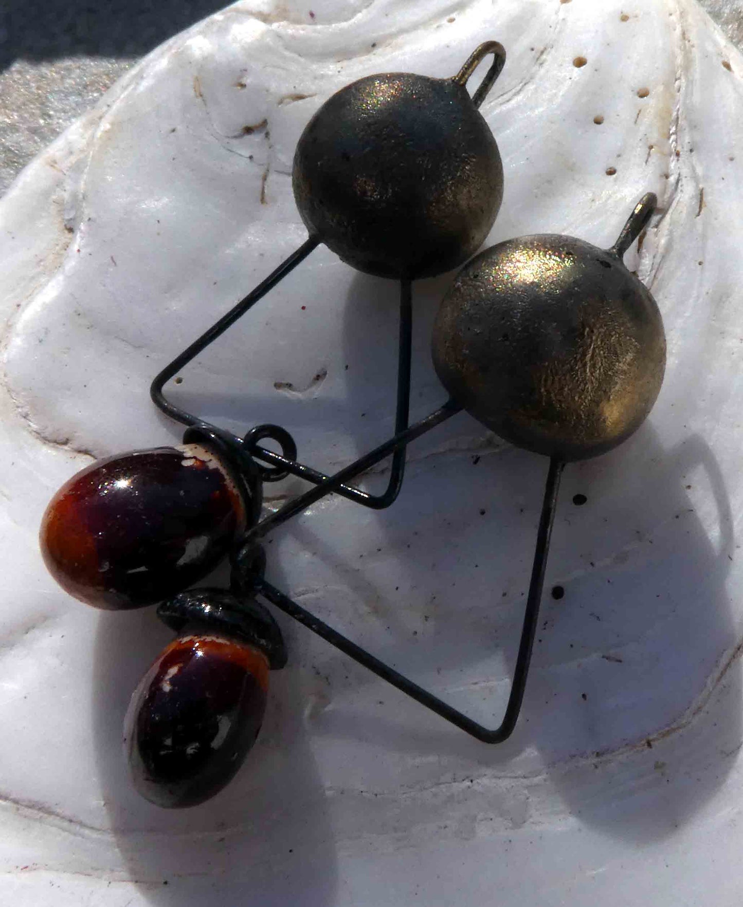 Ceramic Bobbles and Droplets Earring Dangles -Brown
