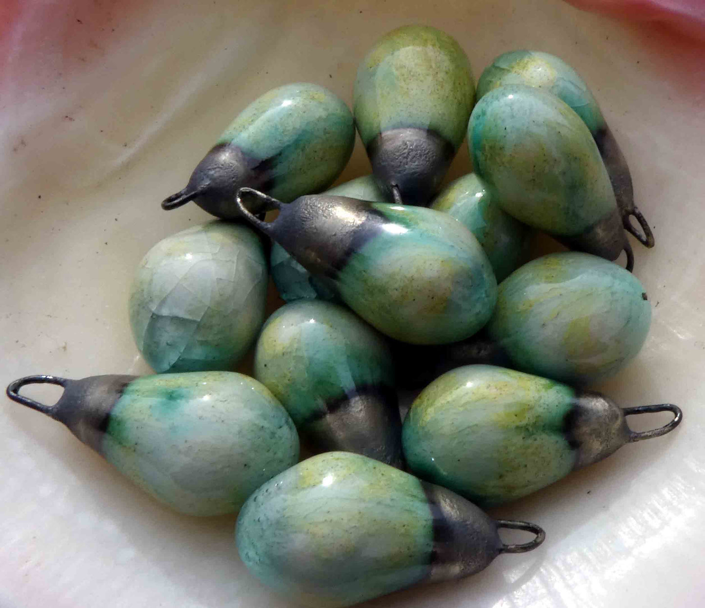 Ceramic Drops Earring Charms - Pale Mint