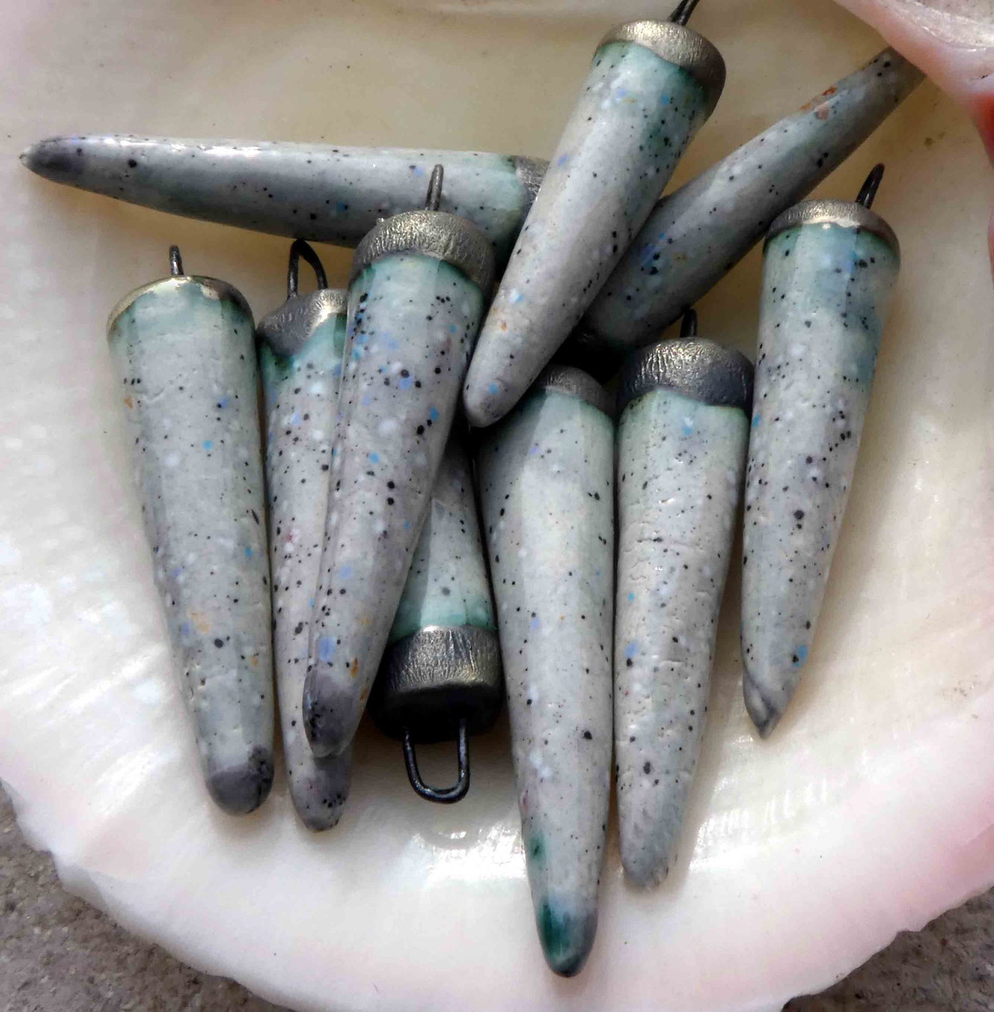 Ceramic Spikes Earring Charms -River Rock