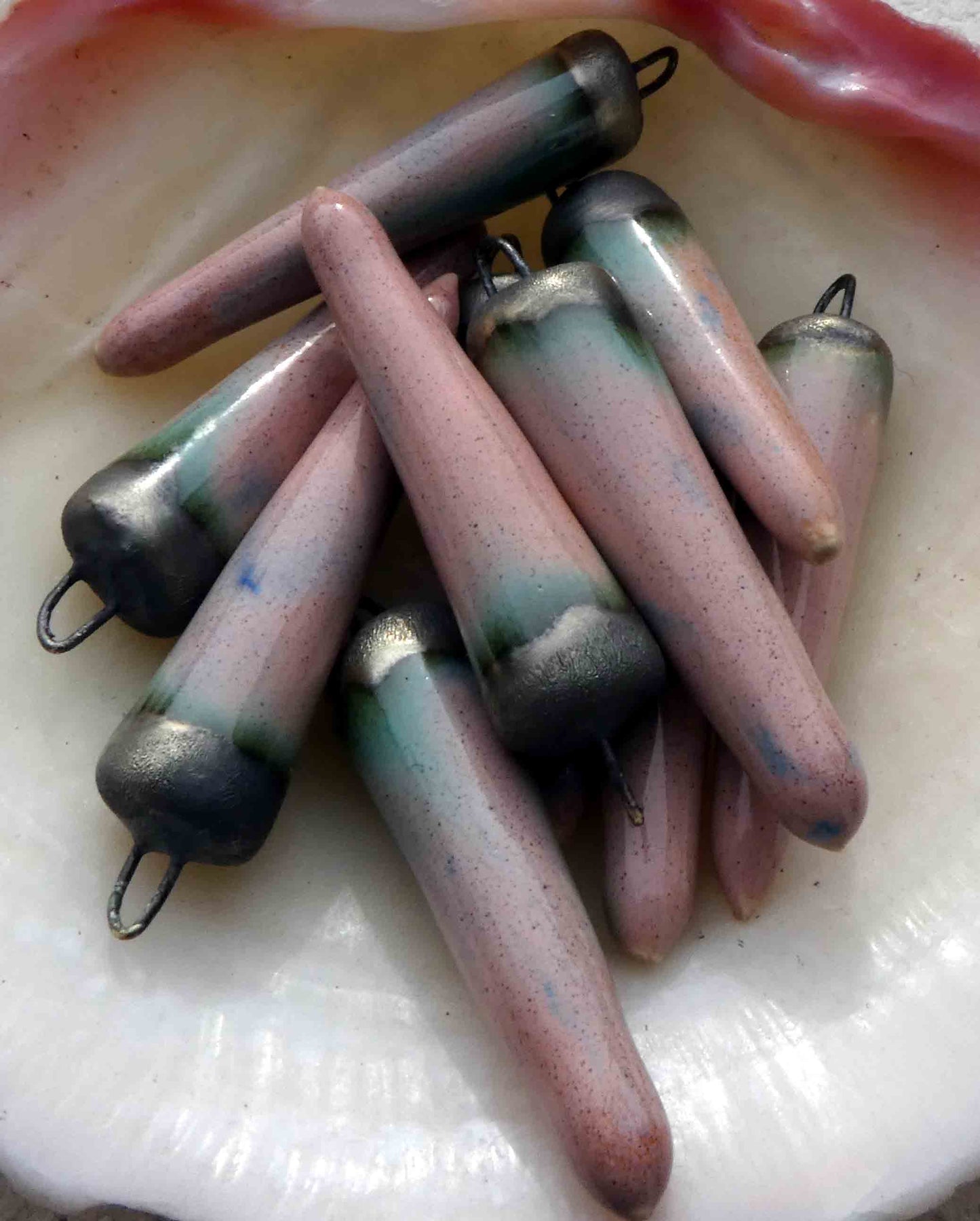 Ceramic Spikes Earring Charms -Almond Blossom