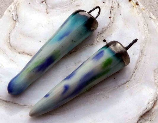 Ceramic Spikes Earring Charms -Blueberries