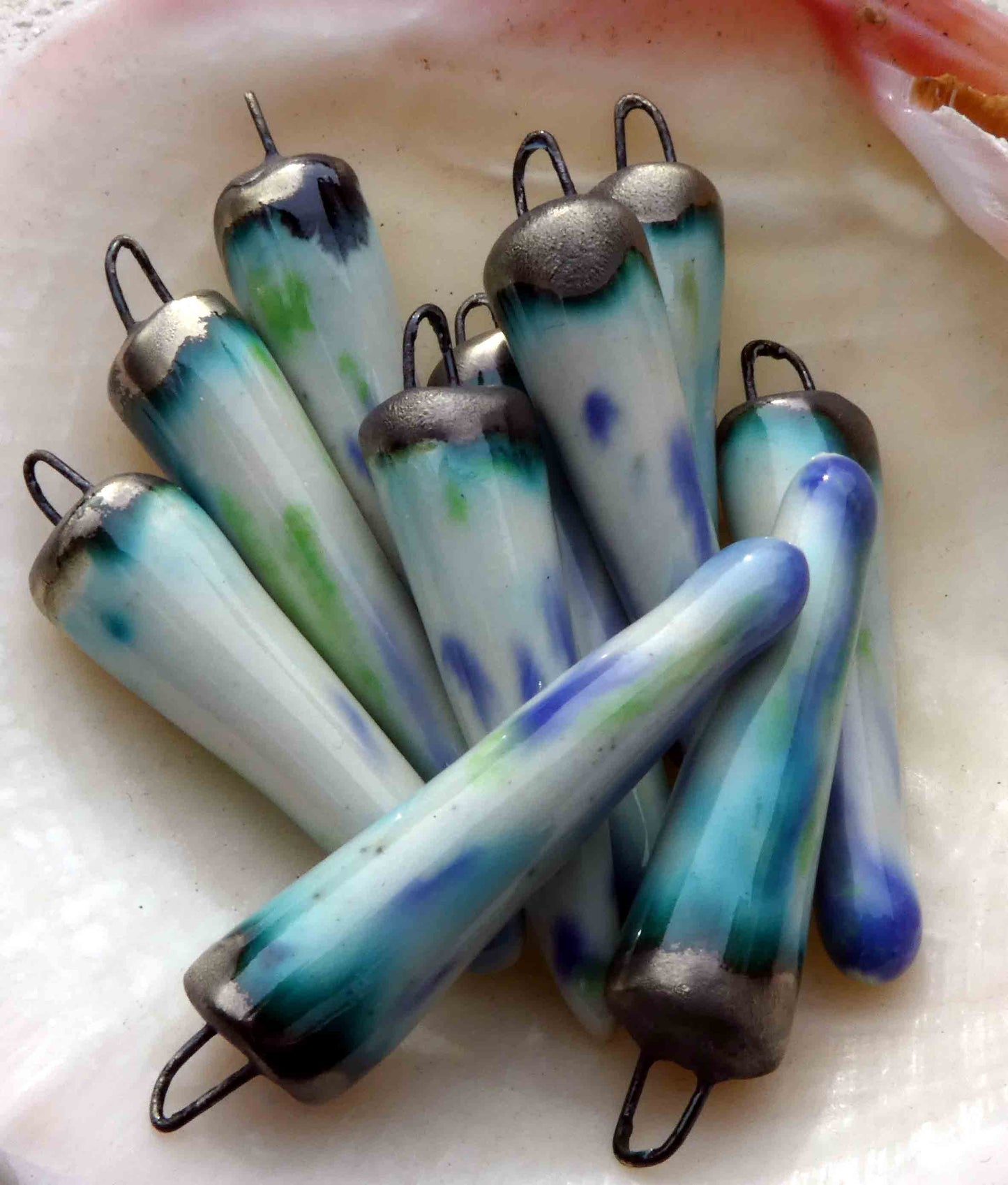Ceramic Spikes Earring Charms -Blueberries