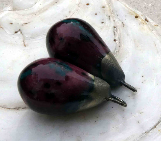 Ceramic Drops Earring Charms - Peppered Raspberry