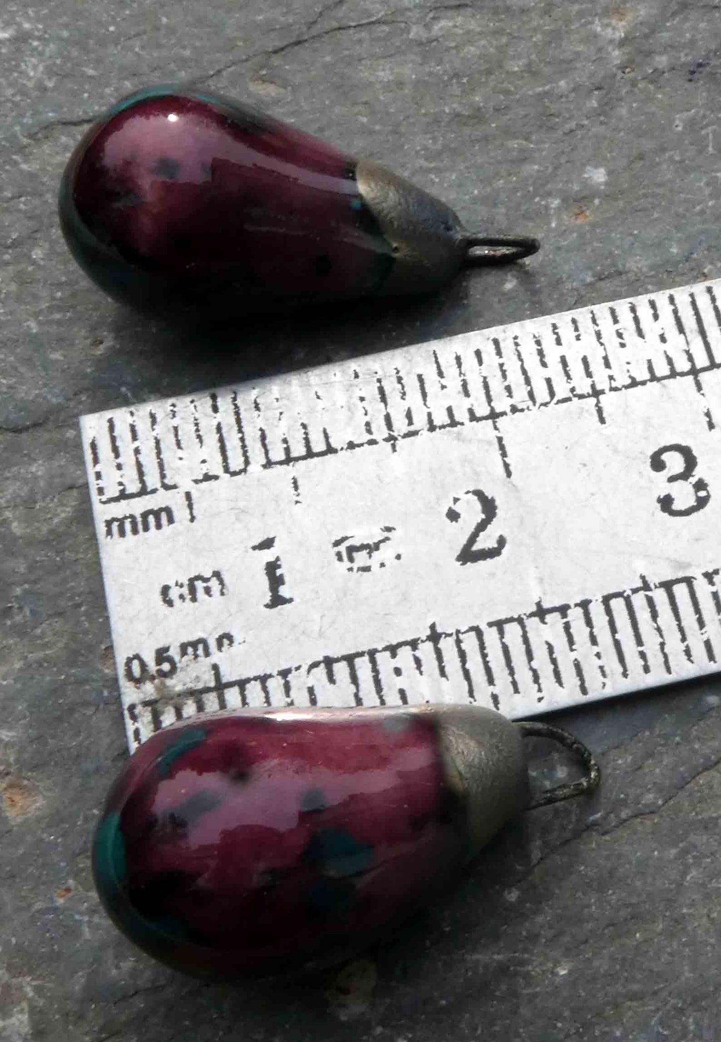 Ceramic Drops Earring Charms - Peppered Raspberry