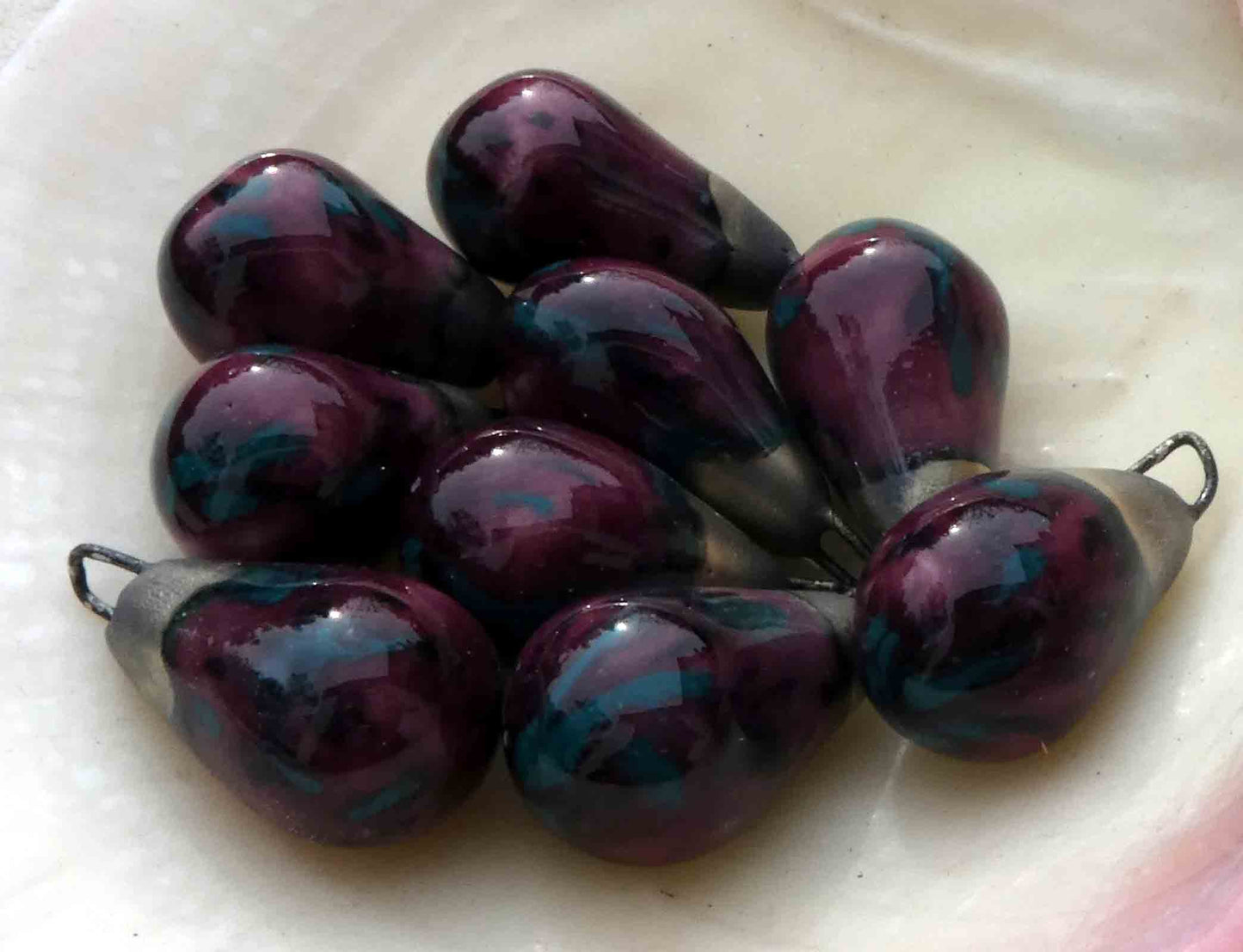 Ceramic Drops Earring Charms - Peppered Raspberry