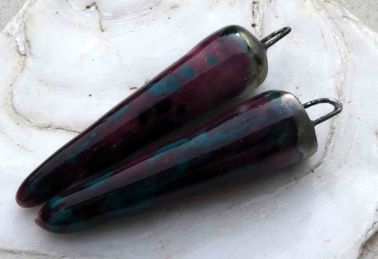 Ceramic Spikes Earring Charms -Peppered Raspberry