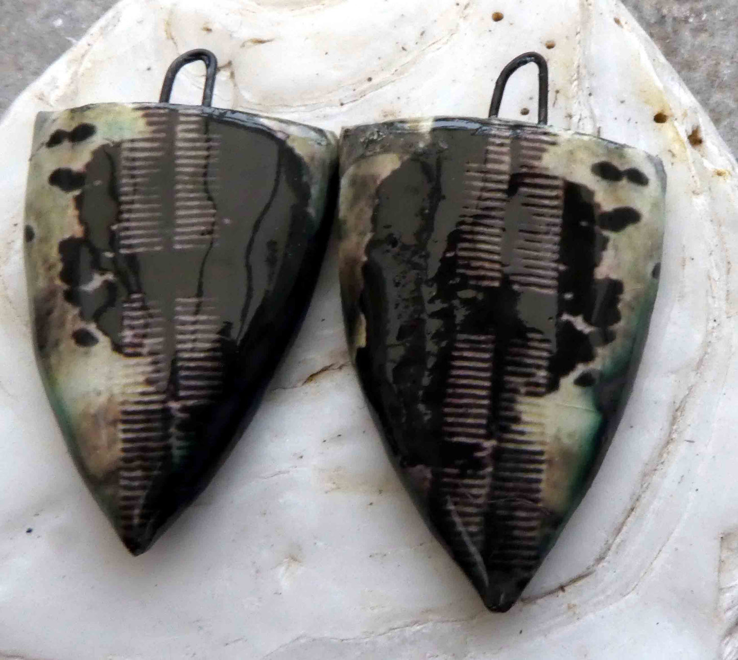 Ceramic Decal African Shield Earring Charms #5