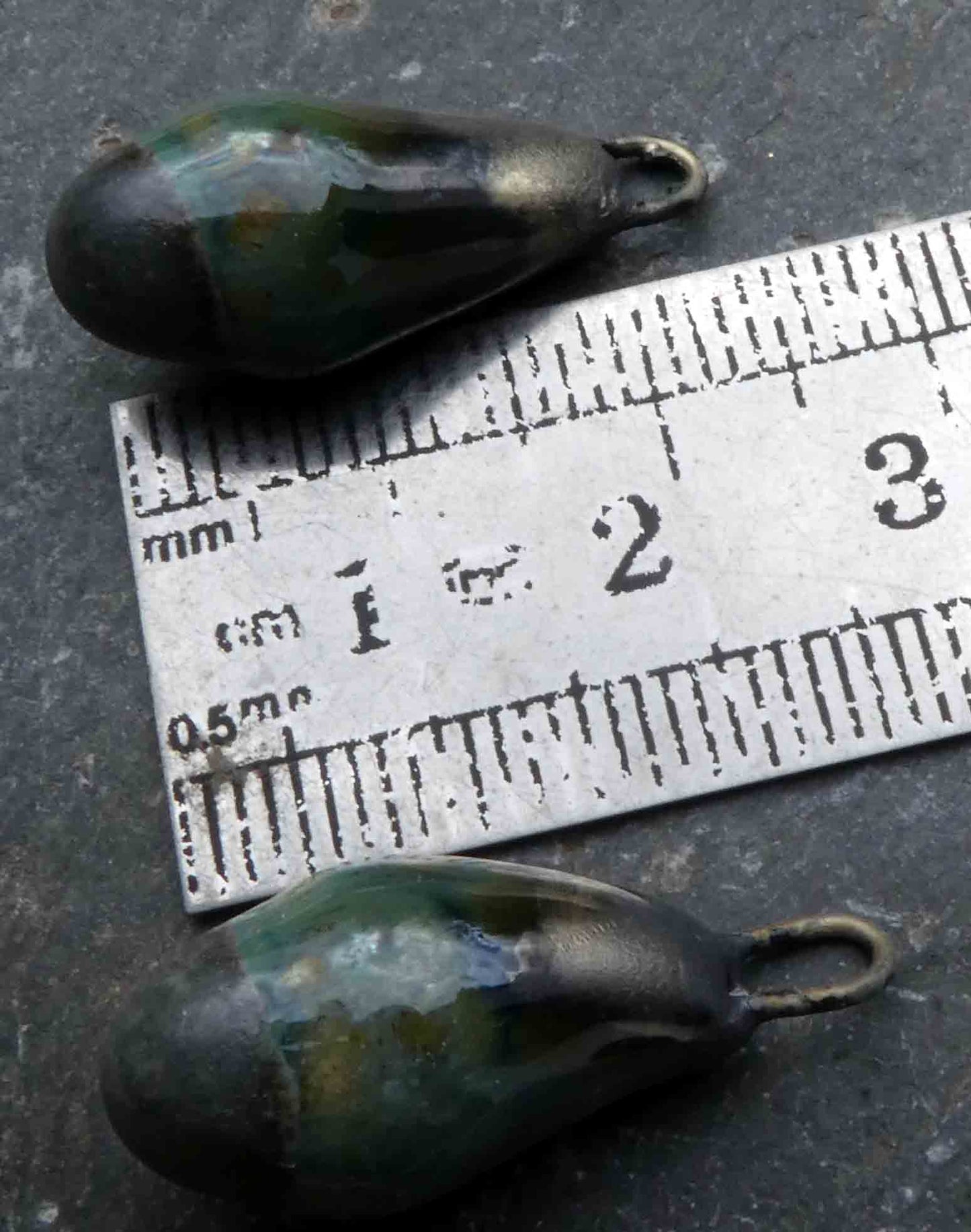 Ceramic Drops Earring Charms- Green Stone