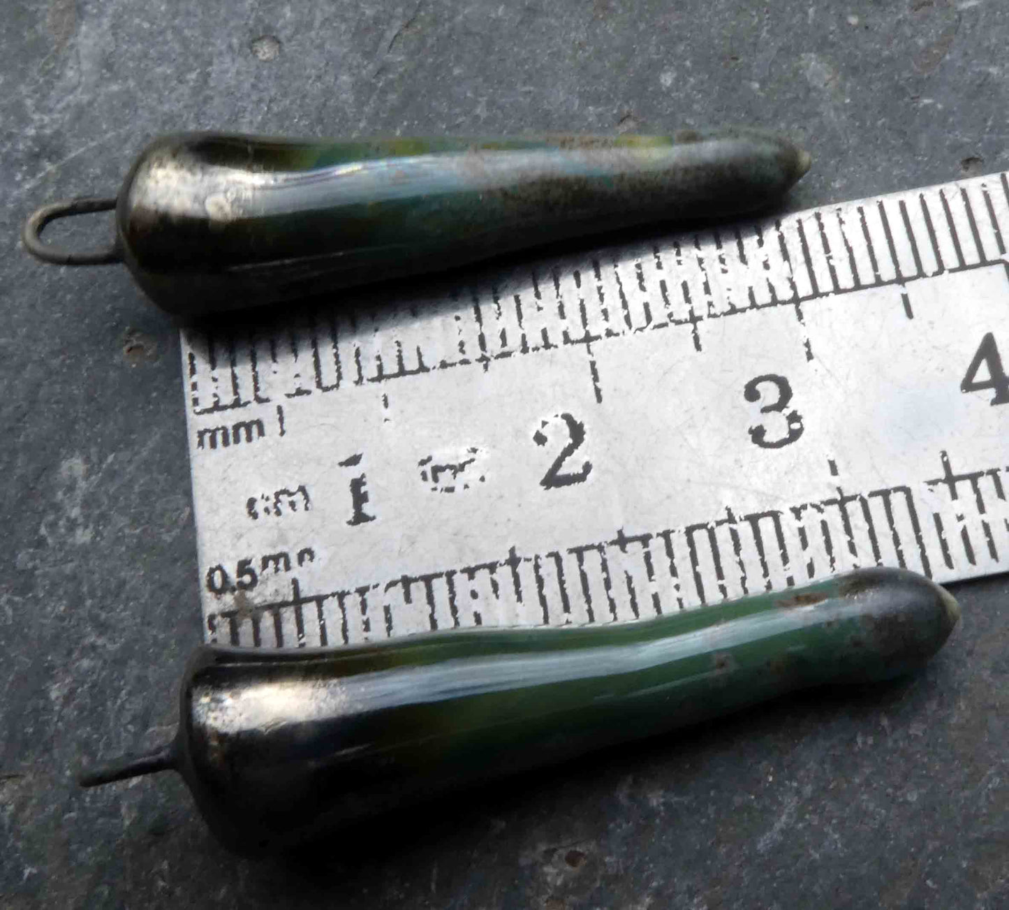 Ceramic Spikes Earring Charms- Green Stone