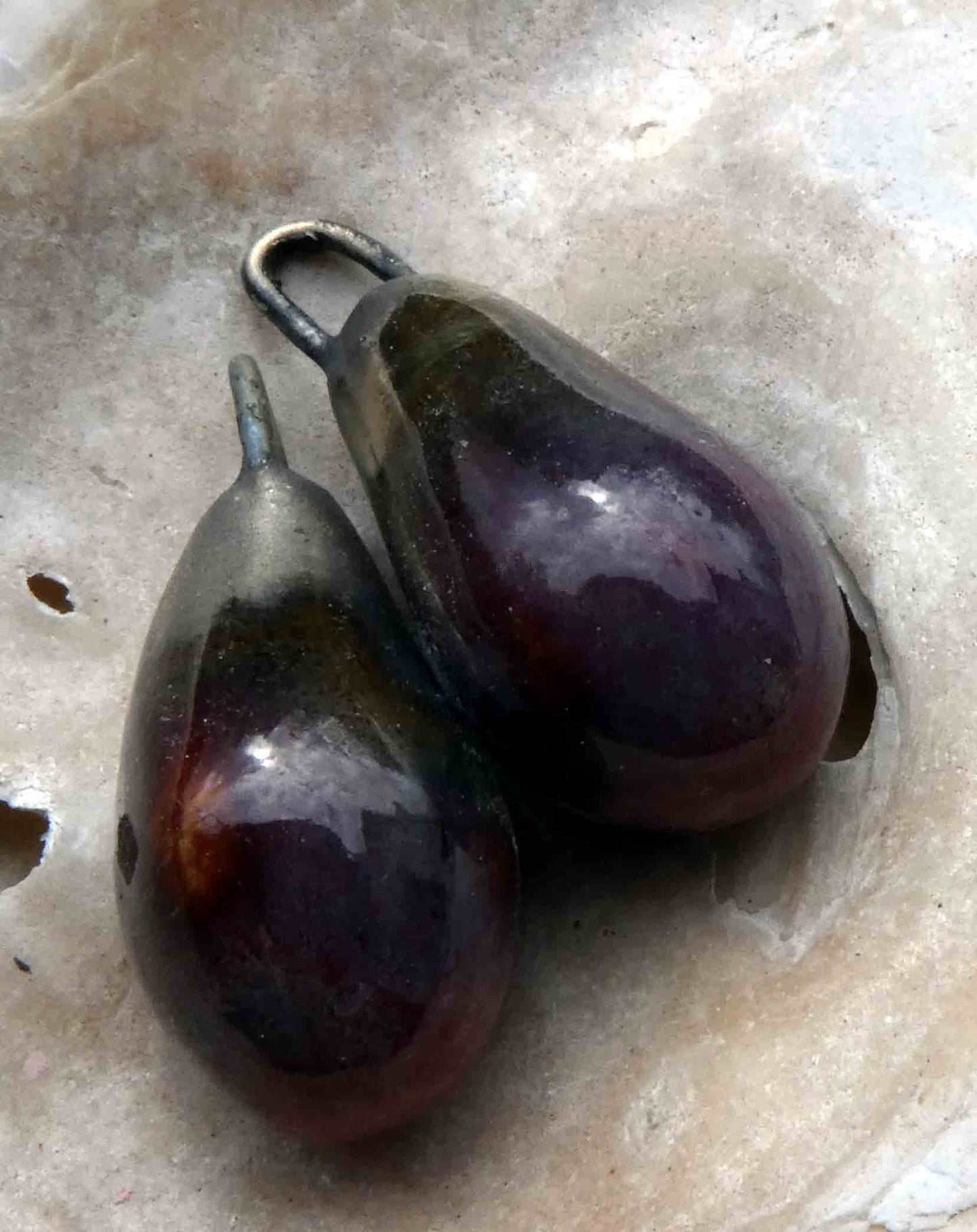 Ceramic Drops Earring Charms- Smoky Merlot